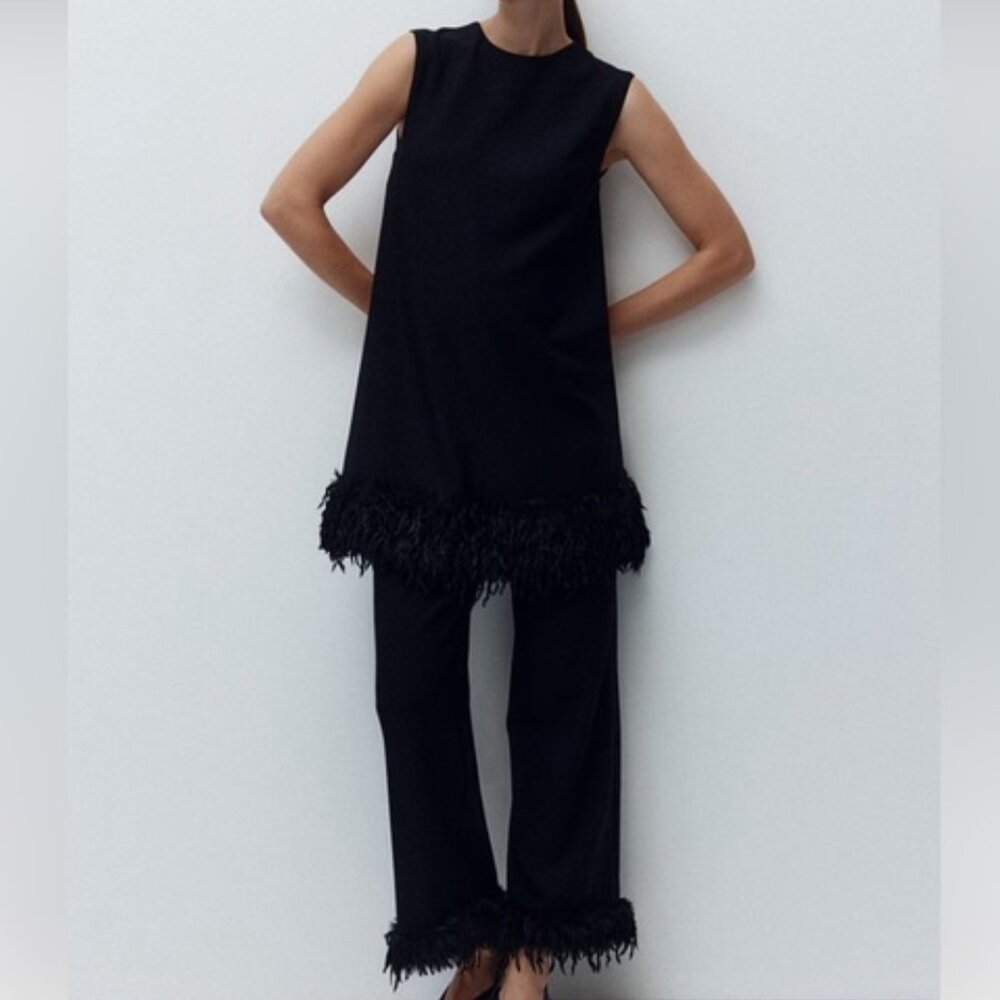 New H&M Fringe-Hem Mini Dress